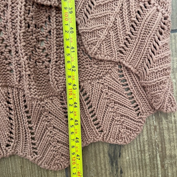 Venus Crochet Cardigan Womens 2X Brown Front Tie Tassel Cotton Longline Festival - Picture 8 of 10